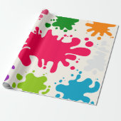 Kleurrijke verf spat cadeaupapier (Uitgerold)