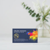 Kleurrijke verf spatten schilderij visitekaartje (Staand voorkant)