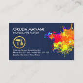 Kleurrijke verf spatten schilderij visitekaartje (Voorkant)