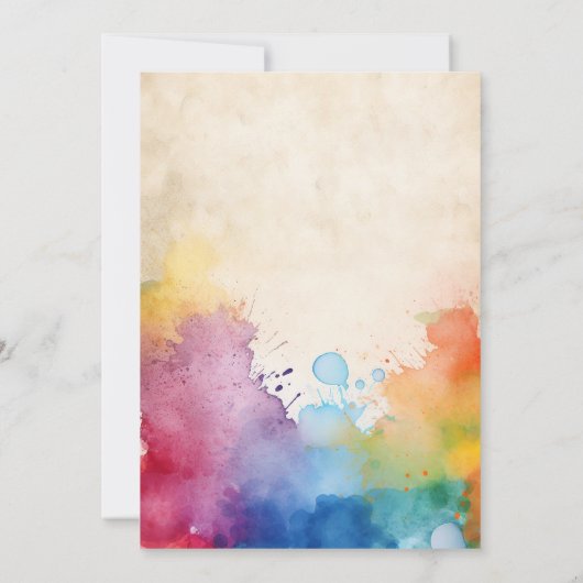 Kleurrijke verf spettert leuke bruiloft kaart (Achterkant)
