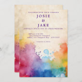 Kleurrijke verf spettert leuke bruiloft kaart (Voorkant / Achterkant)