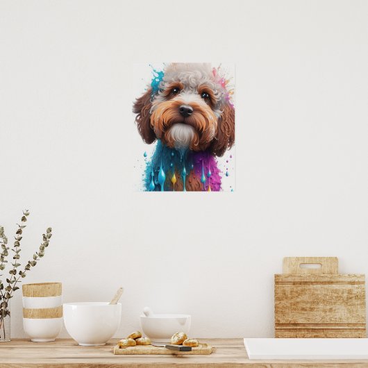 Kleurrijke verf splash Cockapoo Poster (Keuken)