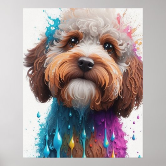 Kleurrijke verf splash Cockapoo Poster (Voorkant)