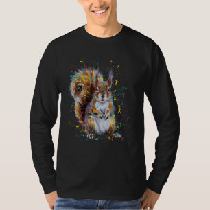 Kleurrijke Verf Splash Eekhoorn Art Graphic T-shirt