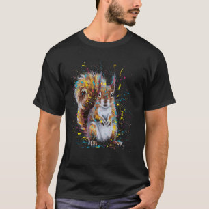 Kleurrijke Verf Splash Eekhoorn Art Graphic T-shirt