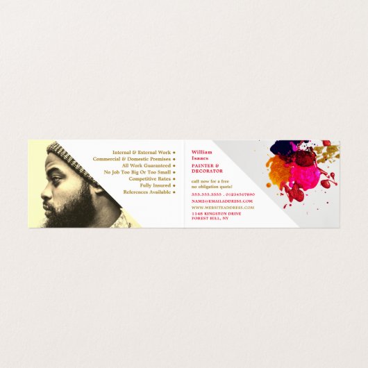 Kleurrijke Verf Splash, Schilder & Decorator Foto Visitekaartje (Binnenkant ongevouwen)