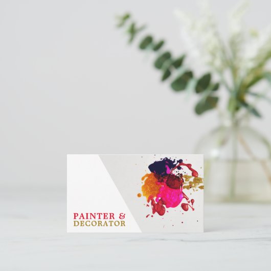 Kleurrijke Verf Splash, Schilder & Decorator Visitekaartje (Staand voorkant)