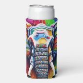 Kleurrijke Verf Splatter Afrikaanse Olifant Seltzer Blikjeskoeler (Seltzer Voorkant)