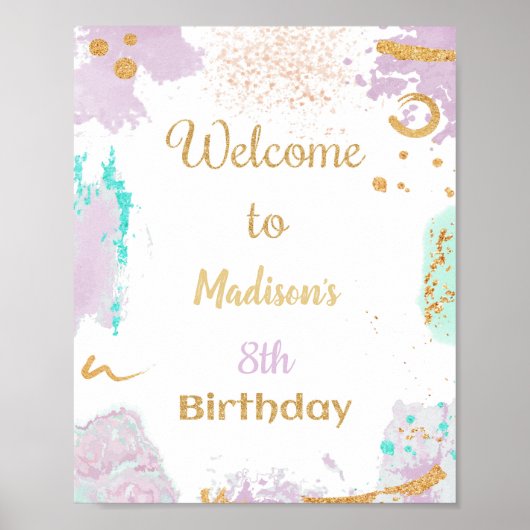 Kleurrijke verf Verjaardag Welkom Teken Poster (Voorkant)
