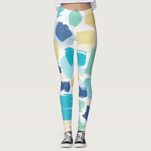 Kleurrijke verfpenseelstreken leggings (Voorkant)