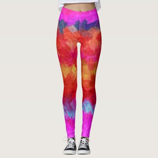 Kleurrijke verfplaat #37 leggings (Voorkant)