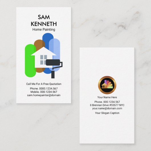 Kleurrijke verfschilder voor thuisgebruik visitekaartje (Voorkant / Achterkant)