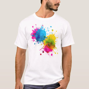 Kleurrijke verfspat abstracte kunst   Levendig reg T-shirt