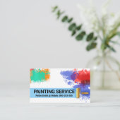 Kleurrijke verfspat gouden borstel visitekaartje (Staand voorkant)