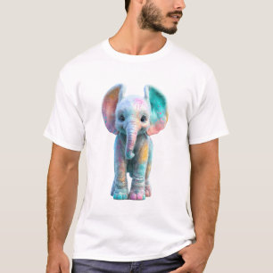 Kleurrijke Verfspatten Baby Olifant Mannen T-shirt