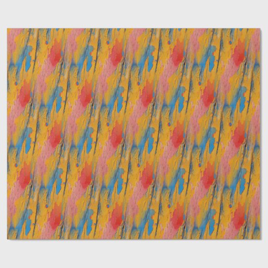 Kleurrijke verfspatten cadeaupapier (Vlak)