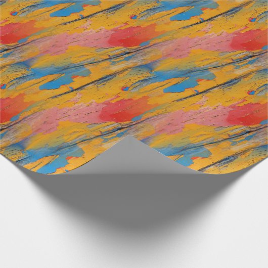 Kleurrijke verfspatten cadeaupapier (Hoek)