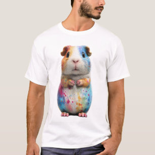 Kleurrijke Verfspatten Cavia Mannen T-shirt