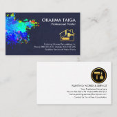 Kleurrijke verfspatten op muurschilder visitekaartje (Voorkant / Achterkant)