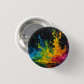 Kleurrijke verfspatten ronde button 3,2 cm (Voorkant /achterkant)