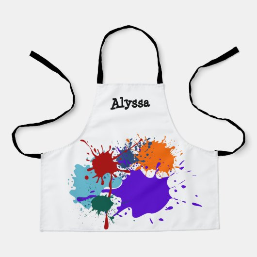 Kleurrijke verfspatten schort (Voorkant)