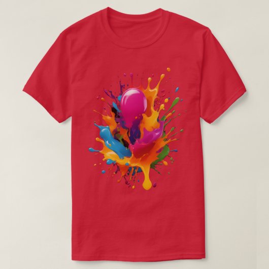 Kleurrijke verfspatten t-shirt (Design voorkant)