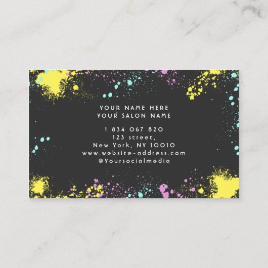 Kleurrijke verfspetters visitekaartje (Achterkant)