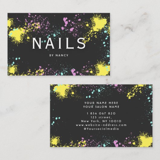 Kleurrijke verfspetters visitekaartje (Voorkant / Achterkant)