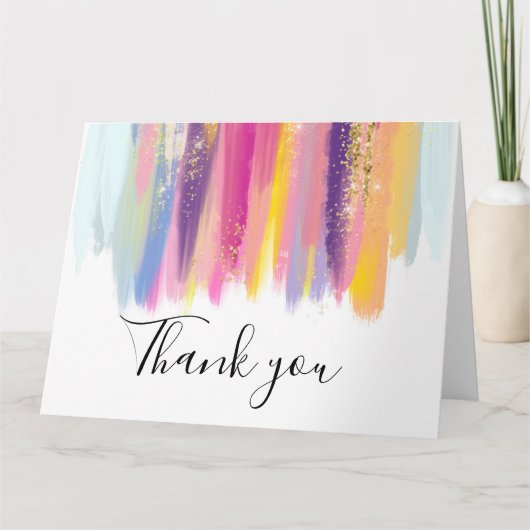 Kleurrijke verfstreek bedankkaart (Voorkant)