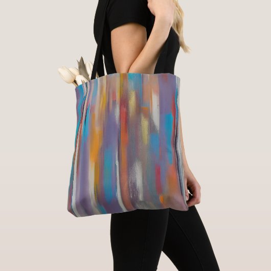 Kleurrijke verfstrepen tote bag (Dichtbij)