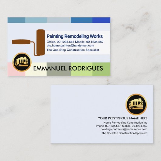 Kleurrijke verfstrips schildersservice visitekaartje (Voorkant / Achterkant)