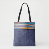 Kleurrijke verfstromen en denim tote bag (Voorkant)