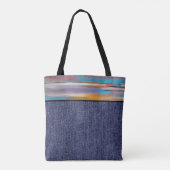 Kleurrijke verfstromen en denim tote bag (Achterkant)
