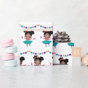 Kleurrijke Verjaardag Ballerina jurk Cadeaupapier