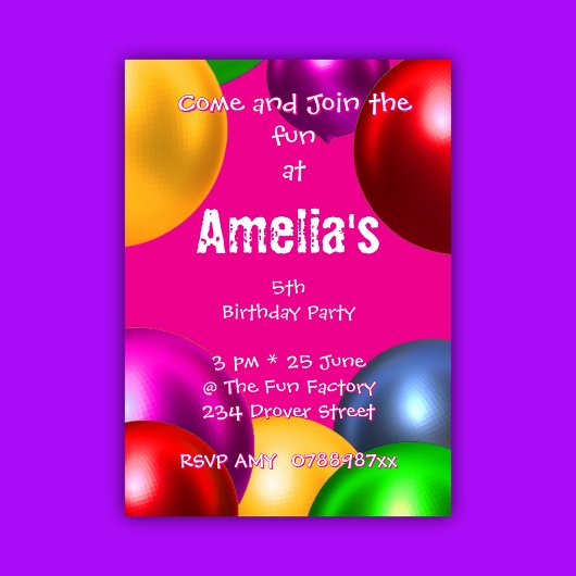 Kleurrijke Verjaardag Ballon Party Kaart