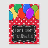 Kleurrijke Verjaardag ballonnen en sterren Magnetische Uitnodiging (Voorkant)