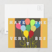 Kleurrijke Verjaardag Ballonnen Graphic Art Design Briefkaart (Voorkant / Achterkant)