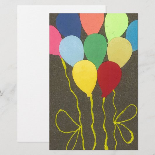 Kleurrijke Verjaardag Ballonnen Graphic Art Design Briefpapier (Voorkant / Achterkant)