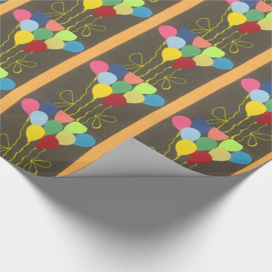 Kleurrijke Verjaardag Ballonnen Graphic Art Design Cadeaupapier (Hoek)