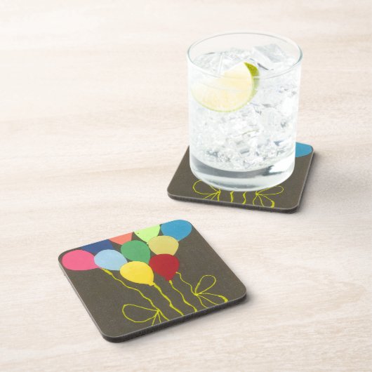 Kleurrijke Verjaardag Ballonnen Graphic Art Design Drankjes Onderzetter (Rechterzijde)