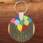 Kleurrijke Verjaardag Ballonnen Graphic Art Design Sleutelhanger (Voorkant)
