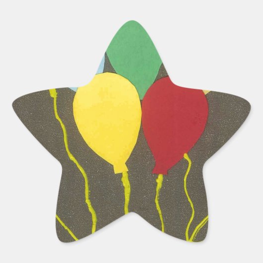 Kleurrijke Verjaardag Ballonnen Graphic Art Design Ster Sticker (Voorkant)