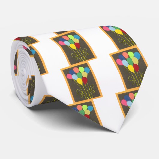 Kleurrijke Verjaardag Ballonnen Graphic Art Design Stropdas (Opgerold)