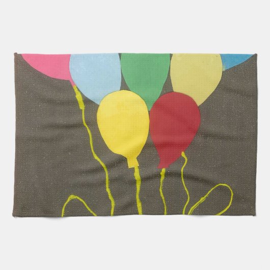 Kleurrijke Verjaardag Ballonnen Graphic Art Design Theedoek (Horizontaal)