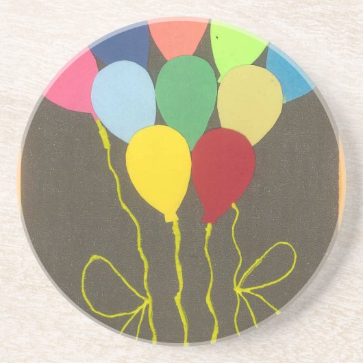 Kleurrijke Verjaardag Ballonnen Graphic Art Design Zandsteen Onderzetter (Voorkant)