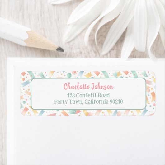 Kleurrijke Verjaardag Confetti Schattige Kind Reto Etiket (Insitu)