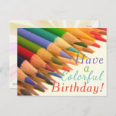"Kleurrijke verjaardag" Gekleurde potloden Briefkaart (Voorkant / Achterkant)