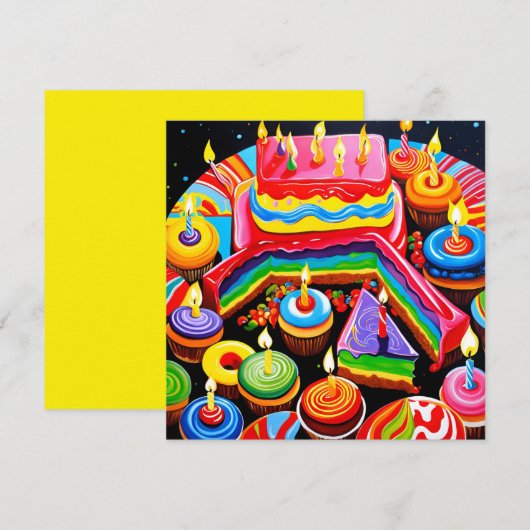 Kleurrijke verjaardag kaart (Voorkant / Achterkant)