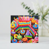 Kleurrijke verjaardag kaart (Staand voorkant)