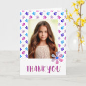 Kleurrijke Verjaardag Kinder Meisje 2 Foto Dank u Kaart (Gele Bloem)